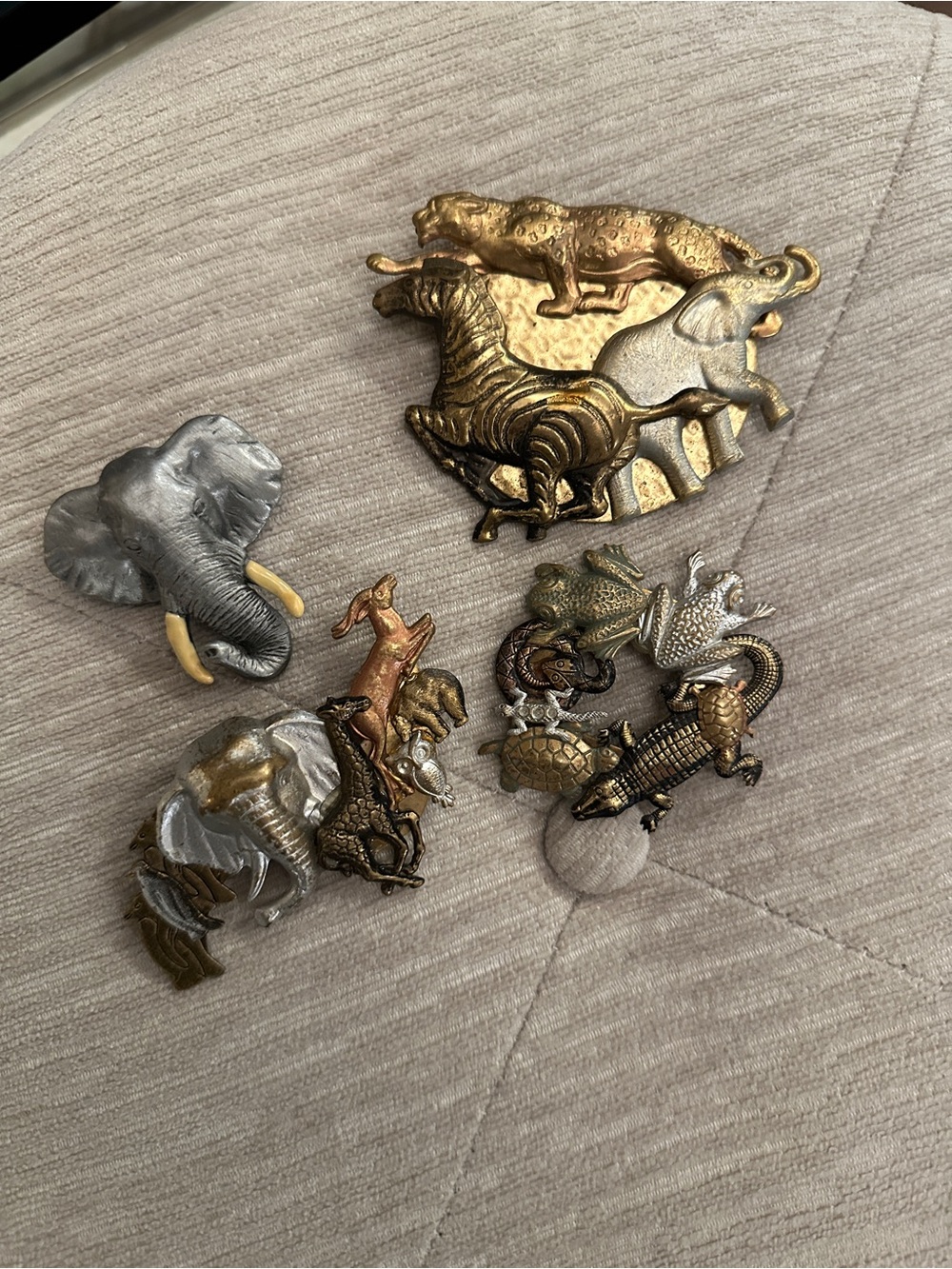 Vintage Mixed Metal Animal Brooches- Gold & Silver